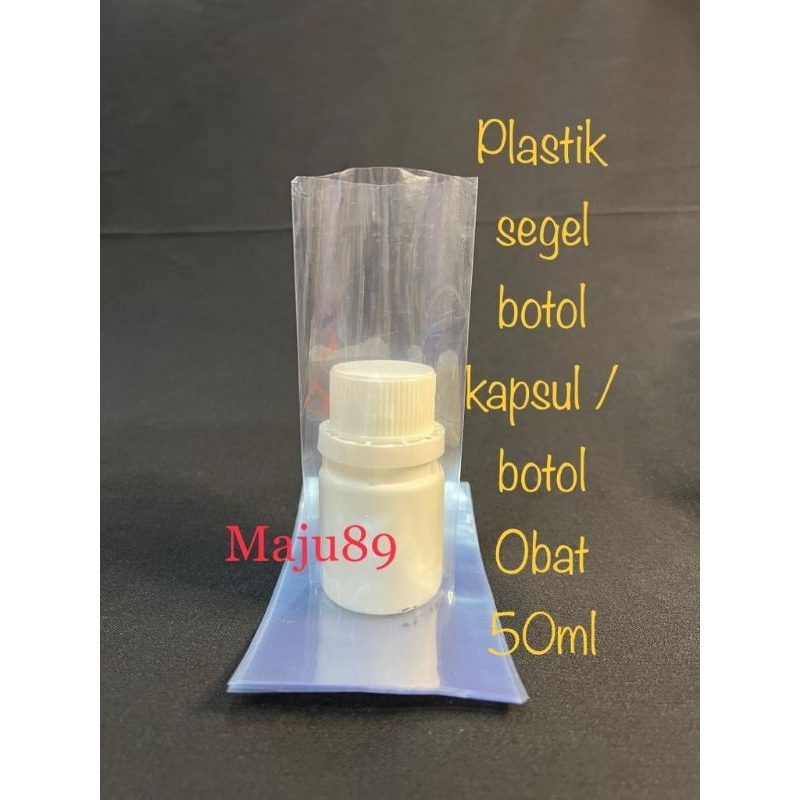 Plastik Segel botol kapsul / botol obat 50ml ( isi 50 lembar )