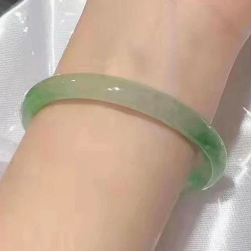 RK Gelang Model Giok/Jingle Gelang Giok Hijau Halus /Gelang Perhiasan Cantik Aksesori Wanita Alami