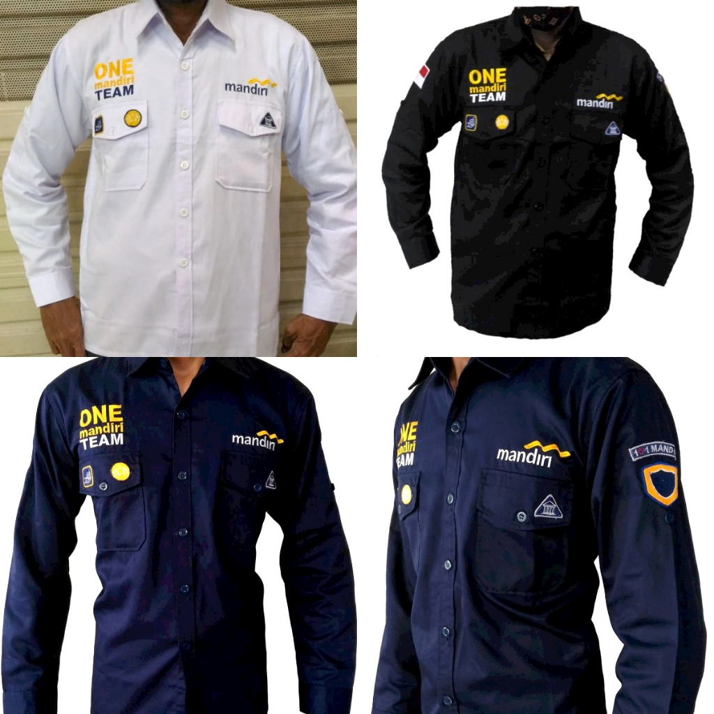 ( PENGIRIMAN INSTANT ) READY STOK KEMEJA PDL ONE TEAM MANDIRI BAJU MANDIRI NAVY  PRIA WANITA