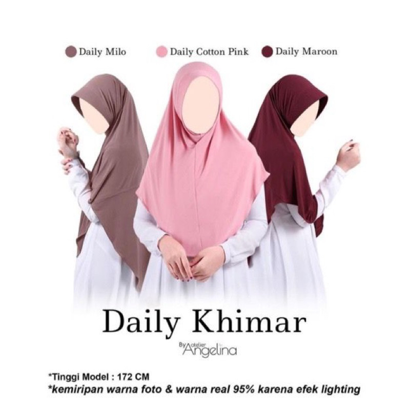 PRELOVED Atelier Angelina Daily Khimar Hard Pad Ukuran M ( Dusty Pink & Emerald Only )