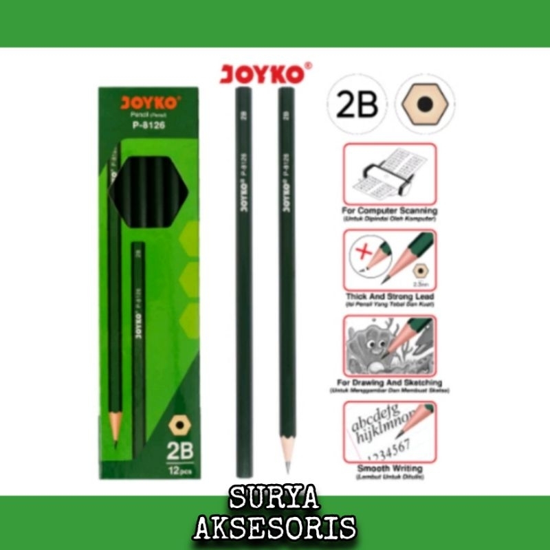 

PENSIL JOYKO - 2B P-8126 / Pensil Kayu Komputer Scanning / Pencil Kayu Computer / Alat Tulis