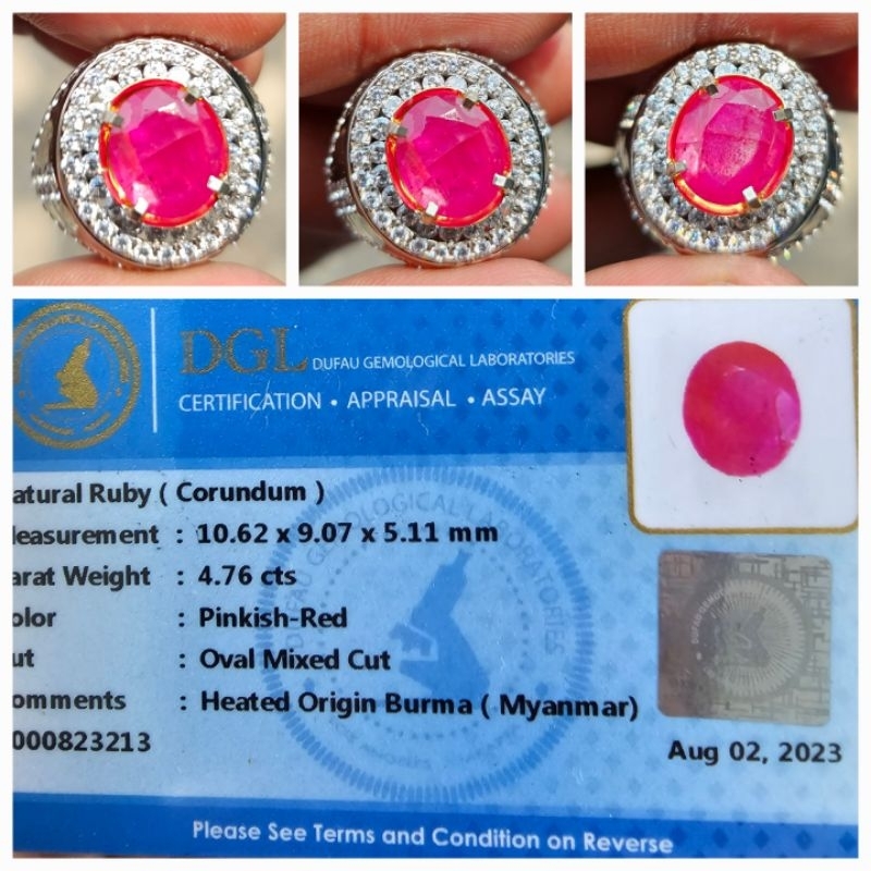 Natural Pinkish Red Ruby Burma Myanmar Memo 4.76 crt