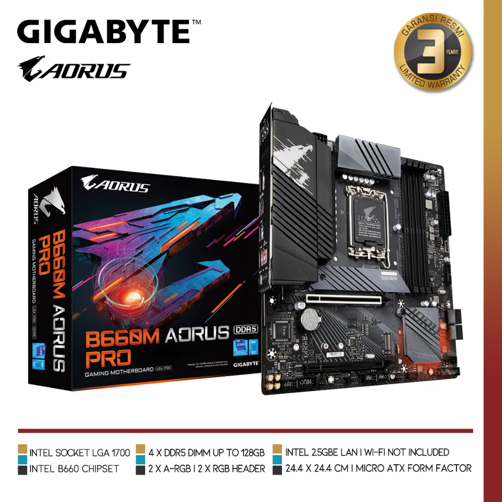 GIGABYTE B660M AORUS PRO | Intel B660 LGA 1700 DDR5 Micro ATX