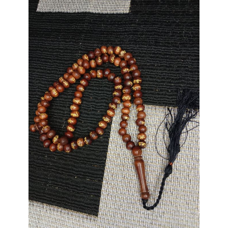 Tasbih kayu stigi ukir Asmaul Husna | tasbih stigi rajah Asmaul Husna