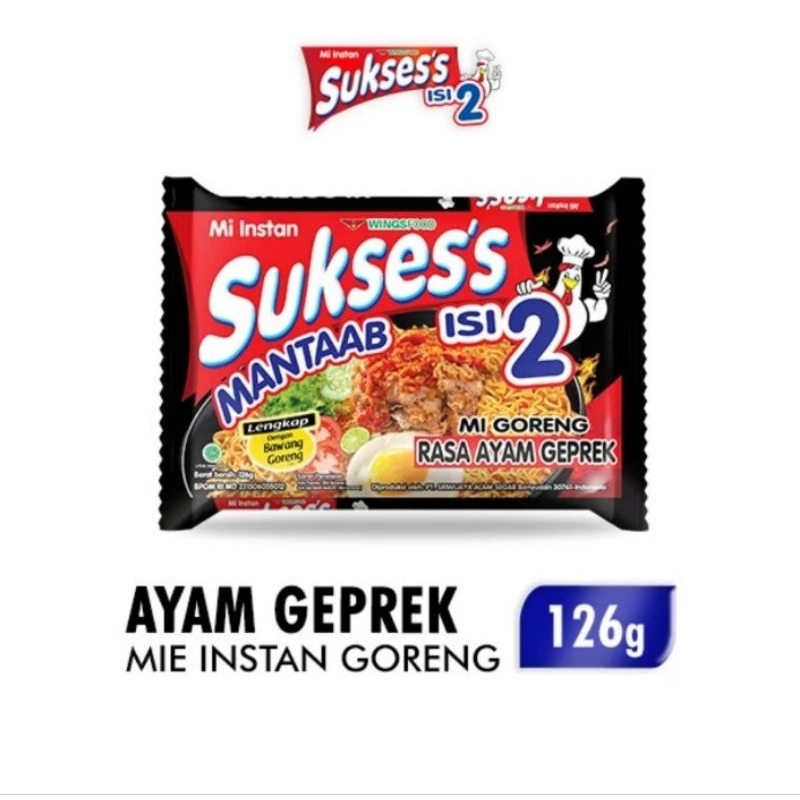 

Suksess Mie Instan Goreng Ayam Geprek 126 gr isi 2