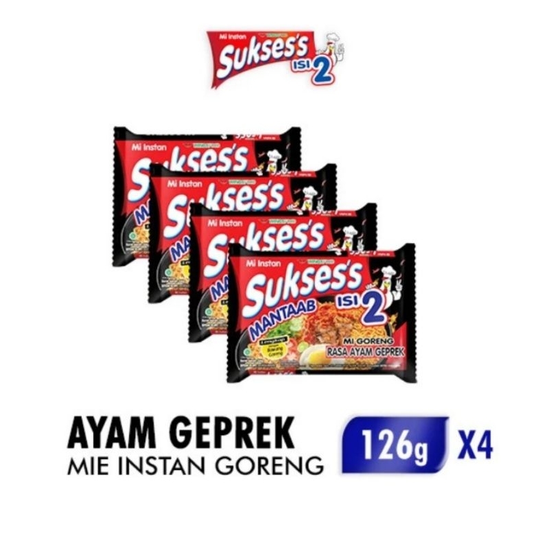 

Suksess Mie Instan Goreng Ayam Geprek 126 gr isi 2 Paket 4 Pc