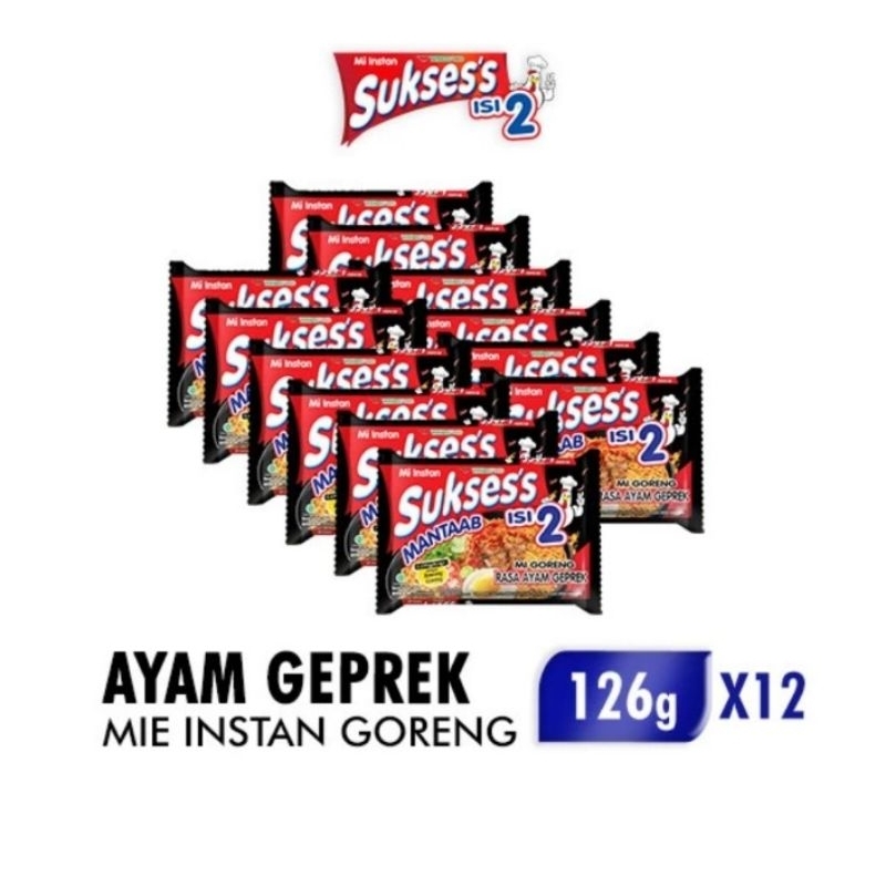 

Suksess Mie Instan Goreng Ayam Geprek 126 gr isi 2 x 12 Pc