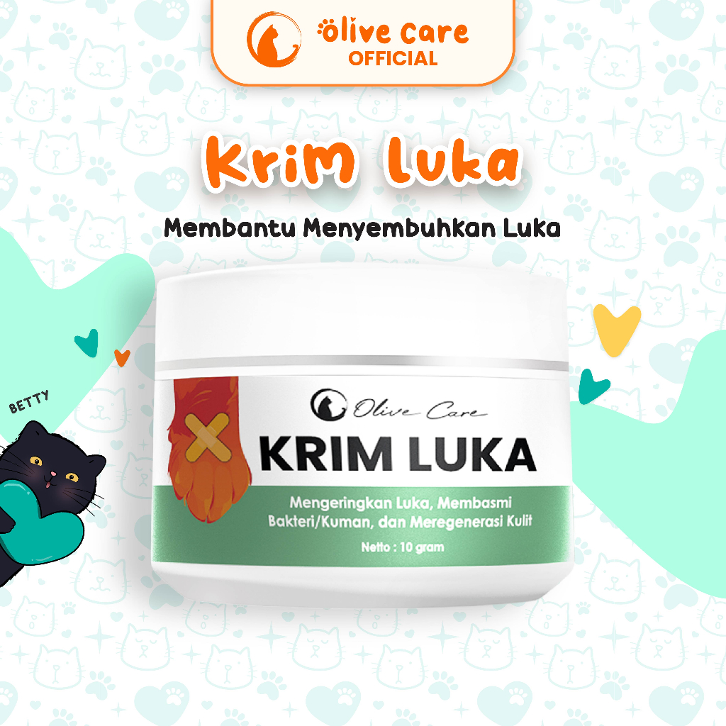 Olive Care Salep Krim Kucing KRIM LUKA untuk Kulit Luka Basah & Kering, Luka Berdarah, Koreng, Cegah