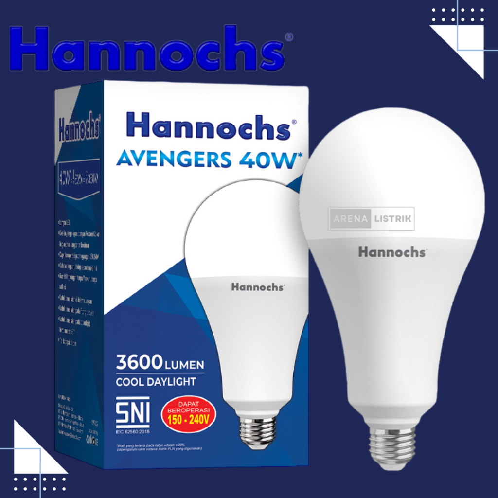 LAMPU BOHLAM LED BULB HANNOCHS AVENGERS 40W 40WATT 40 WATT 40 W CDL COOL DAYLIGHT CAHAYA PUTIH