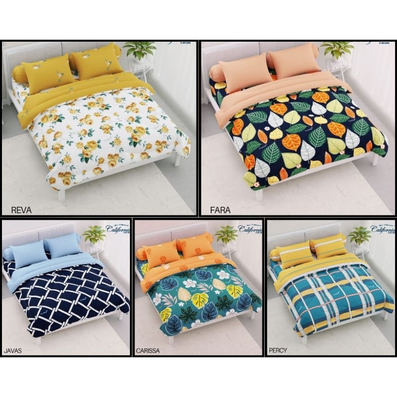 Bedcover set california ukuran 180x200 Fara/Carissa/Javas/Reva/Percy