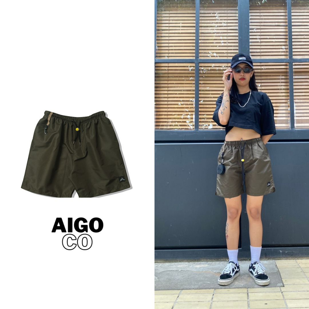 AIGO Celana pendek santai unisex boardshort KRN - HIJAU OLIVE