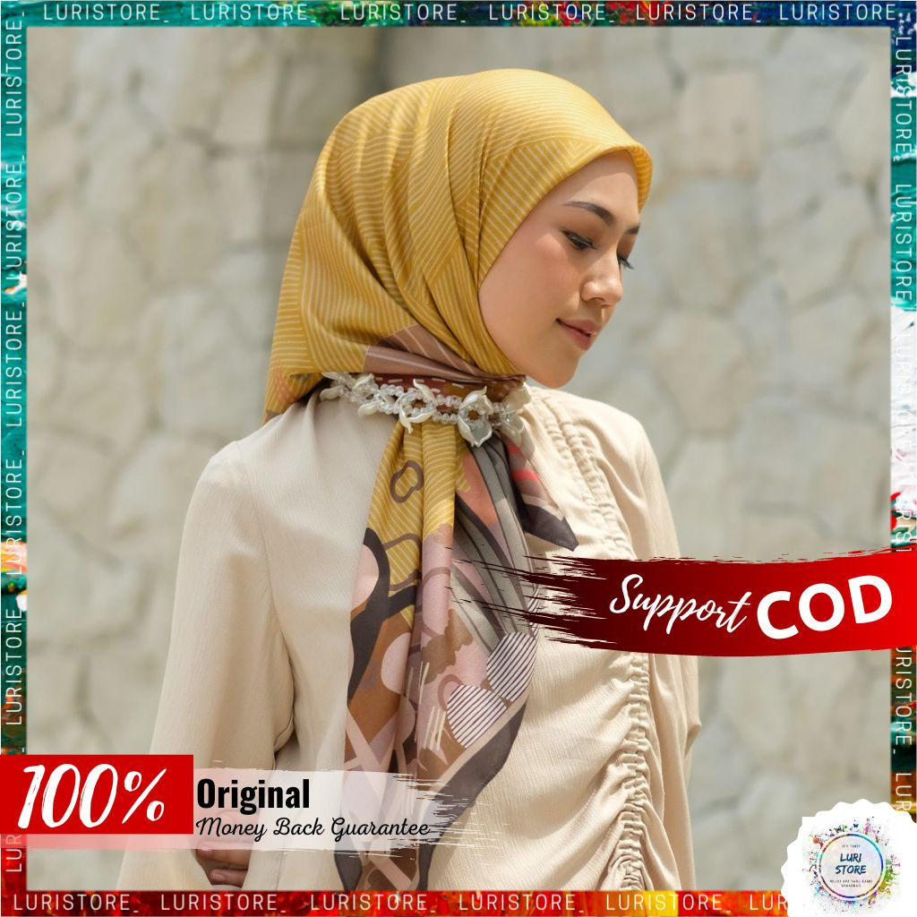 KERUDUNG DEENAY ORI AILEEN MUSTARD Hijab Jilbab Segi Empat Segiempat Voal Motif Denay Terbaru