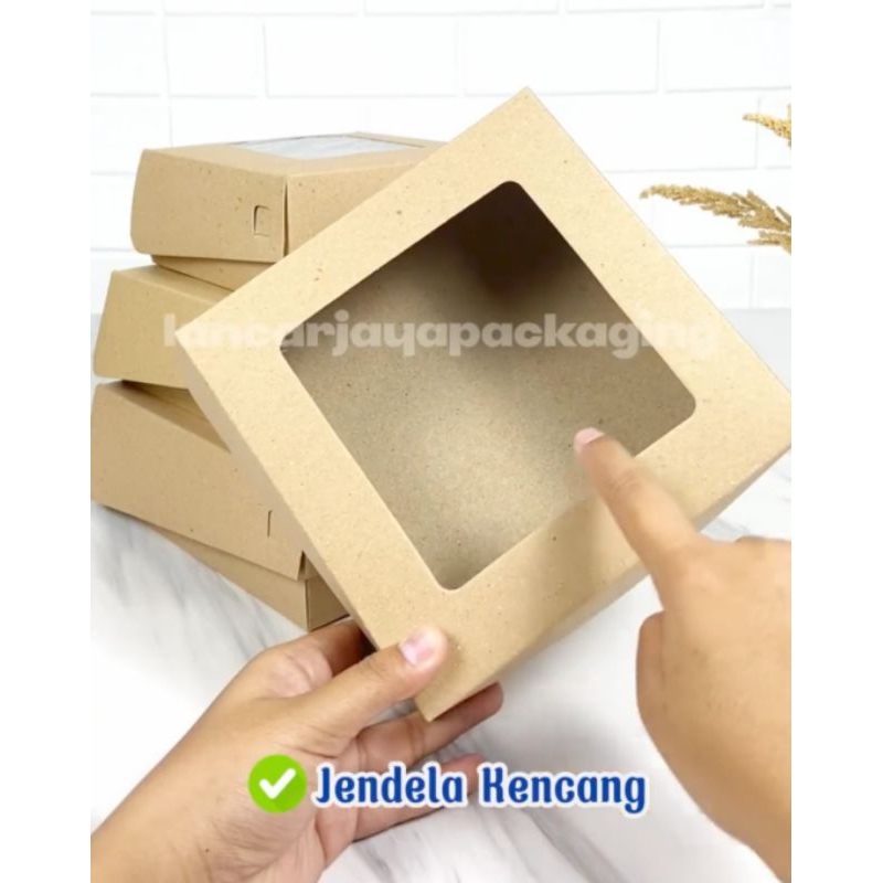 

Box Kraft Dus bolu Kue Snack Jendela 20x20x7 dan 22x22x7
