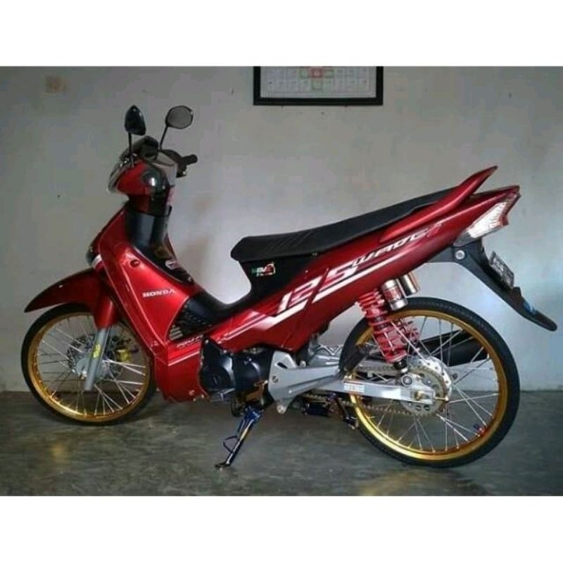 striping Supra x 125 carbu wave merah
