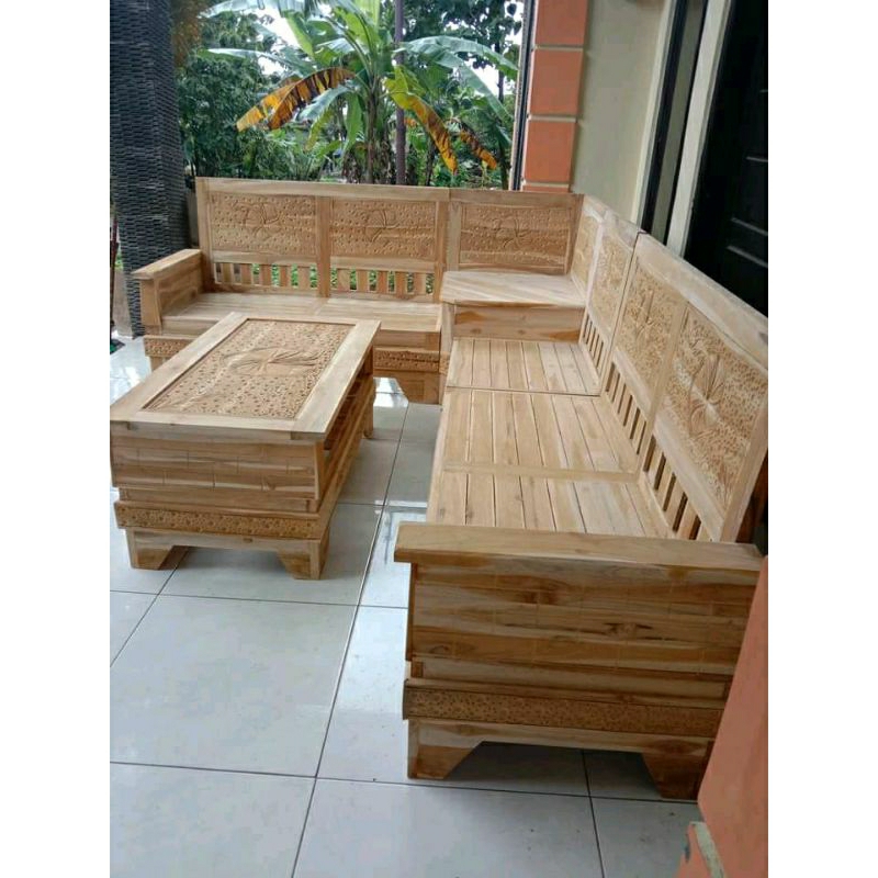 READY STOK kursi sudut minimalis koper kayu jati mentahan kursi tamu minimalis jati asli meja kursi