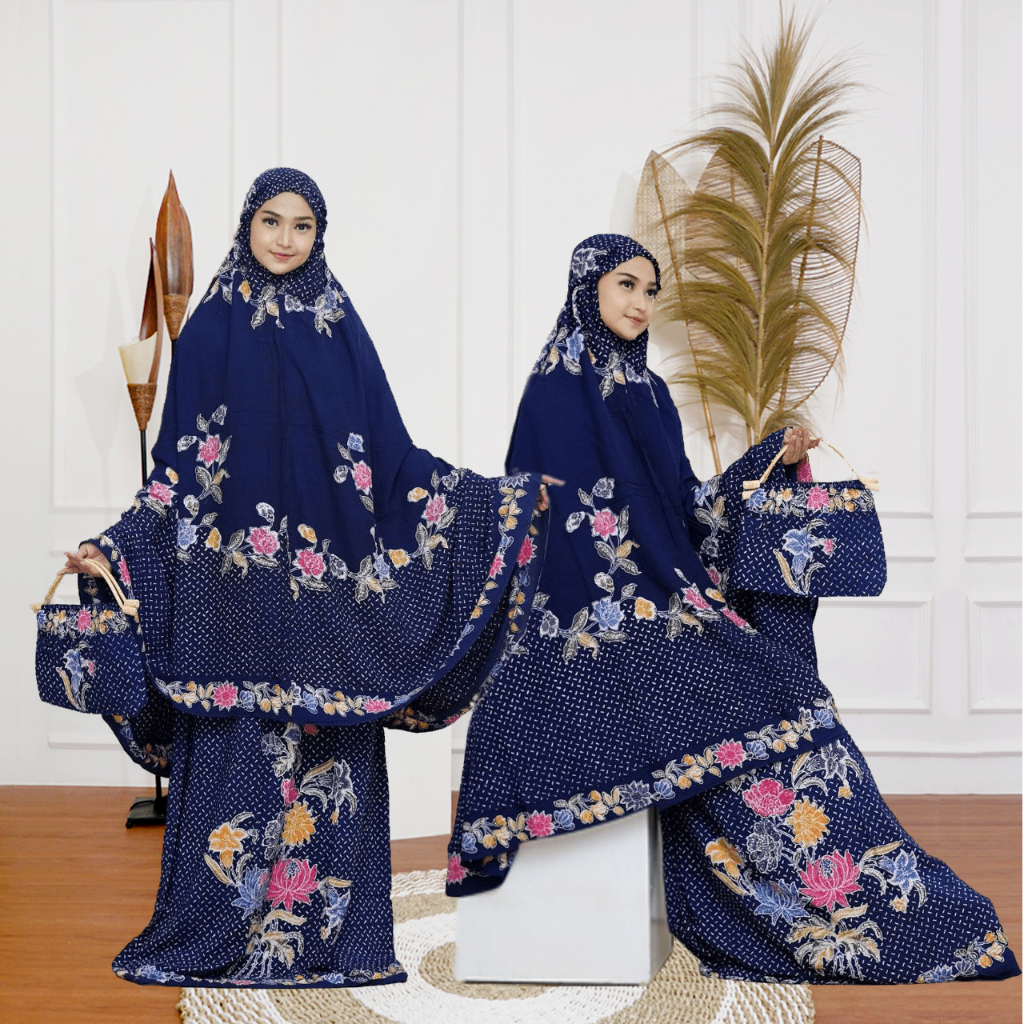 MUKENA BATIK JUMBO MUKENAH DEWASA CAP ENCIM BAHAN RAYON TERBARU PRING WARNA