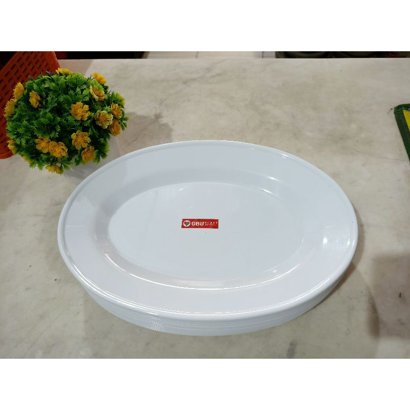 GBUplast Piring Semi Melamin Oval 10 & 12 Inch / Piring Saji / Piring Prasmanan / Piring Lauk Saji