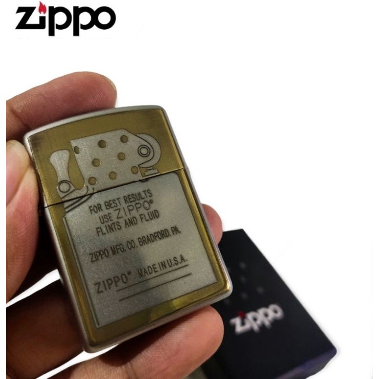 Korek Api Zippo Gold Silver Grafir Guarantee Grade Ori