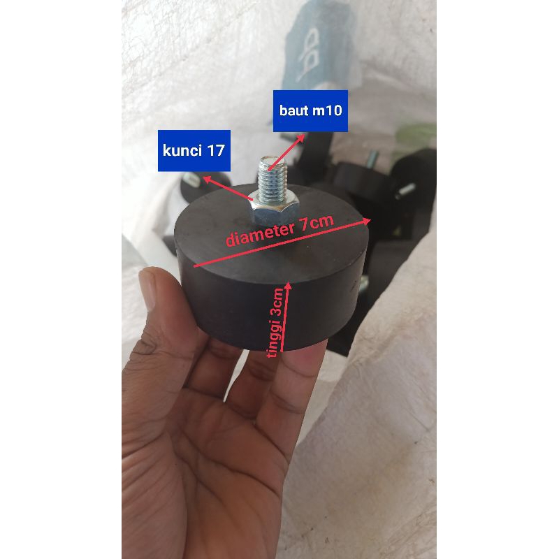 Karet Mounting Baut sebelah 3 × 7cm baut m10 Monting 30×70mm baut 10m KARET MONTING RUBBER ENGGINE B
