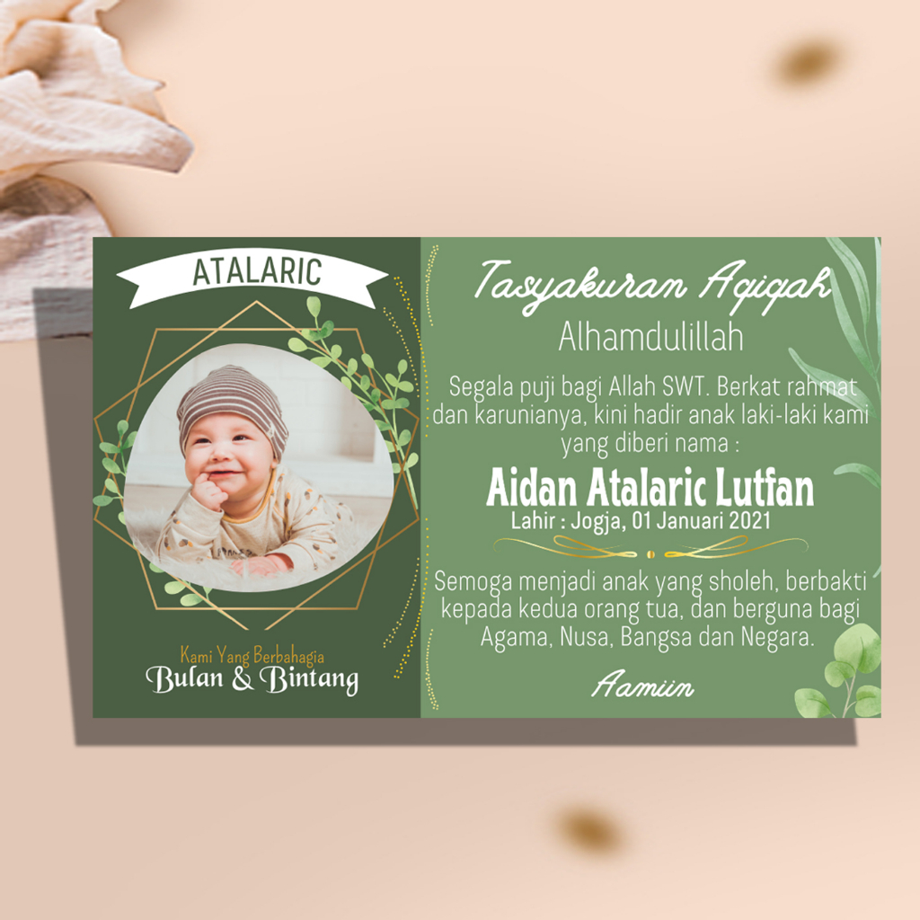 

cetak Kartu / Setiker Kartu label Tasyakuran Aqiqoh, Kelahiran anak, khitanan dan lain