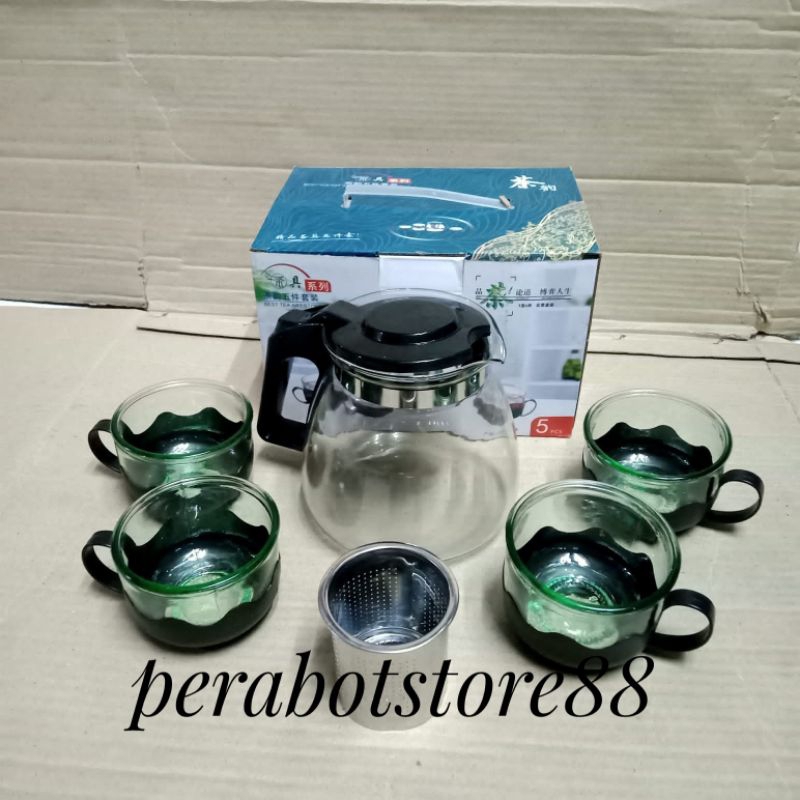 teko set kaca gagang plastik/teko set kopi/teko set teh BMW