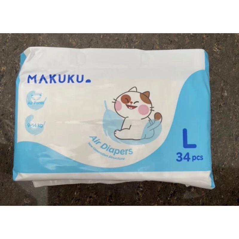 Pampers Makuku Air Diapers Uk L isi 34pcs ( Kemasan Lama )