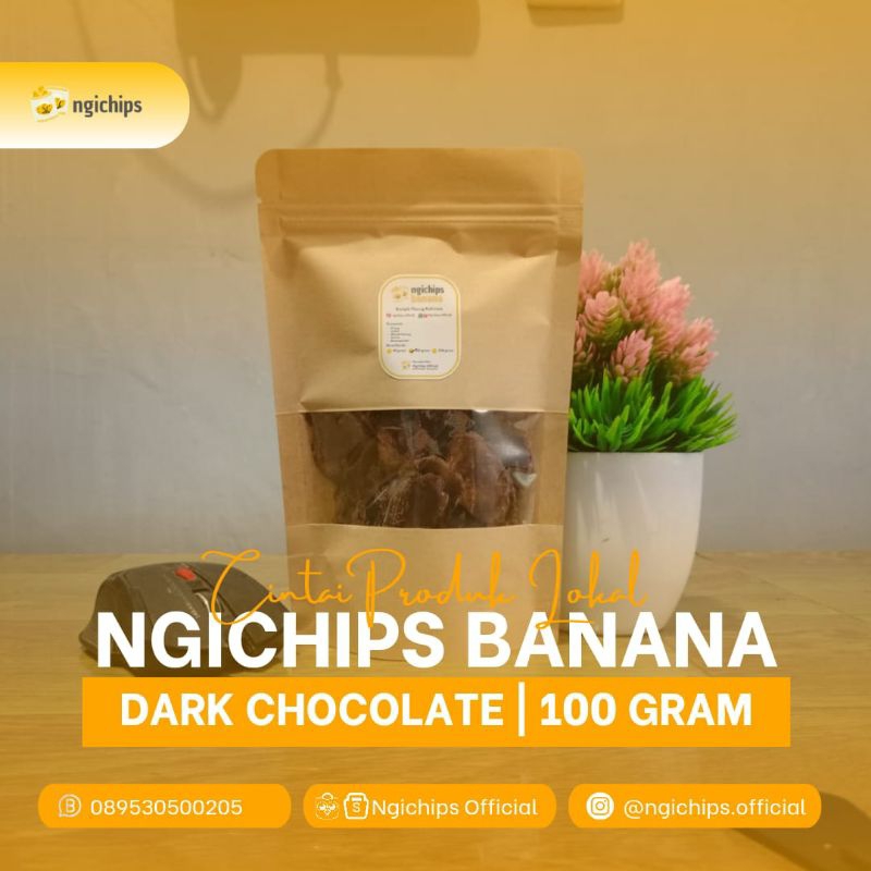 

Ngichips Banana Dark Chocolate 100 gram | Keripik Pisang Coklat Hitam 100 gram