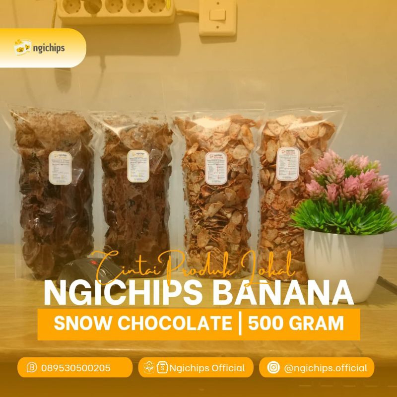 

Ngichips Banana Dark Chocolate 500 gram | Keripik Pisang Coklat Hitam 500 gram