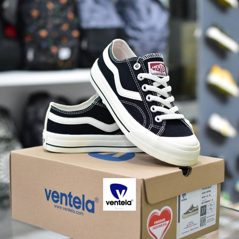 PROMO Ventela New Public Low Black Natural / Sepatu Vantela Original 100% / Sepatu Sekolah Pria Wani