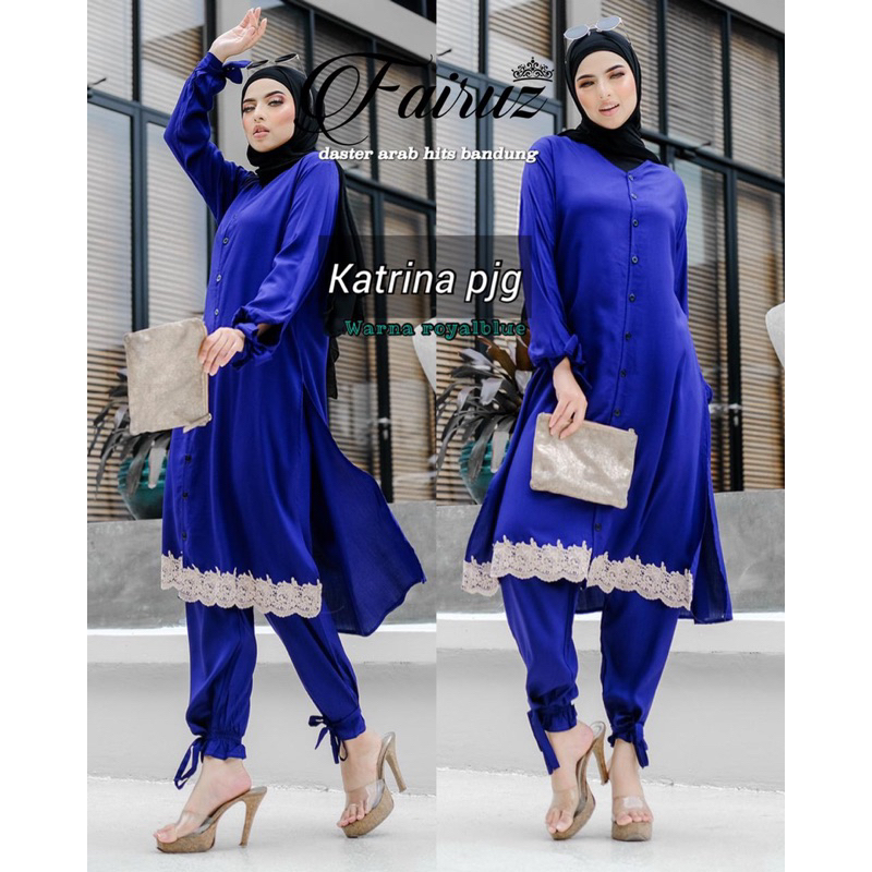 FAIRUZ setelan Wanita / One set / Setcel  Tunik rayon premium polos kerah v model katrina ld 120 pb 