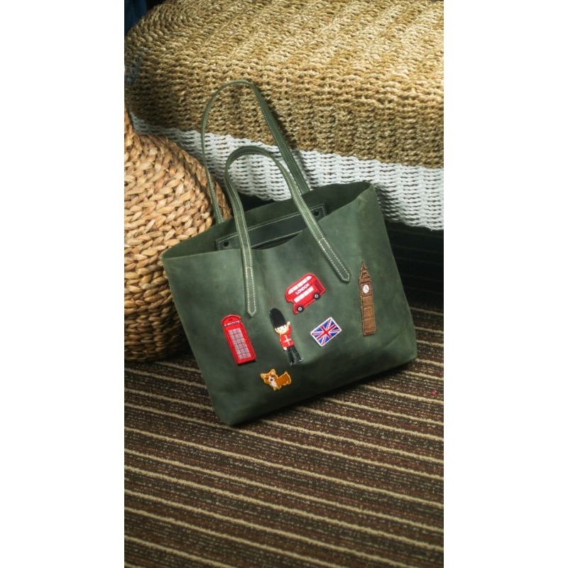 RFLgenuineLeather - totebag larissa patch london - tote bag wanita kulit asli