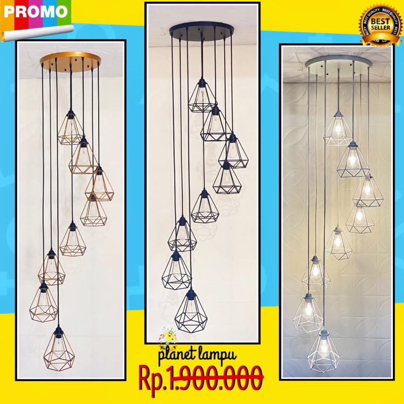 Lampu Gantung Hias Void tangga 8in1 Minimalis Modern bernuansa Vintage dan Klasik Sangat Cocok Untuk