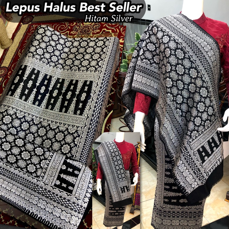 Best Seller Songket Lepus Halus Hitam Silver  /songket tenun asli palembang /ilham songket palembang