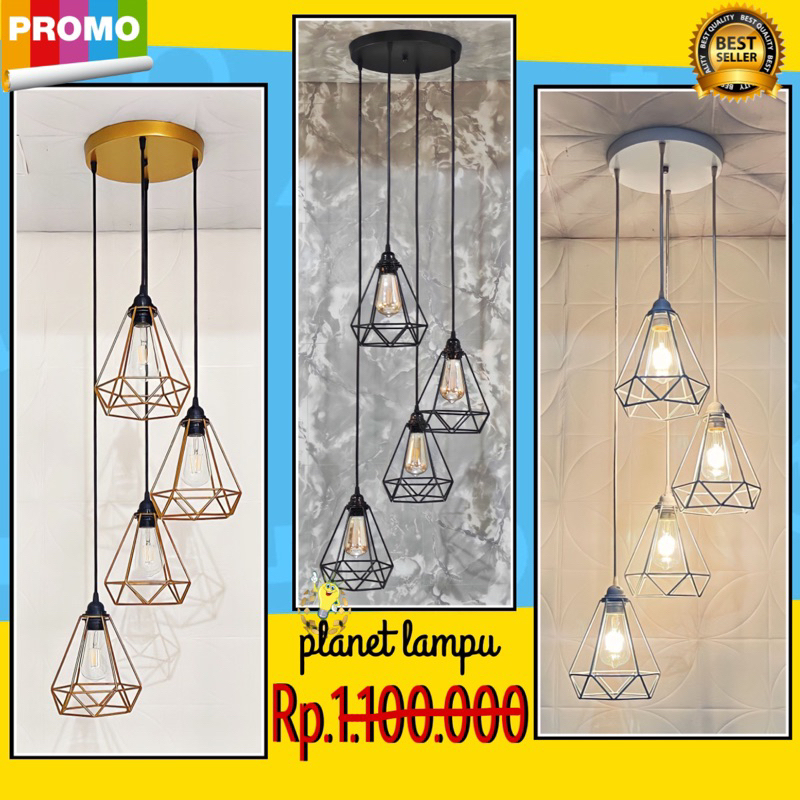 Lampu Gantung Minimalis 4 in 1 Untuk Plafon Atap Void Cafe Restoran Ruang Tamu Ruang Makan Teras Den