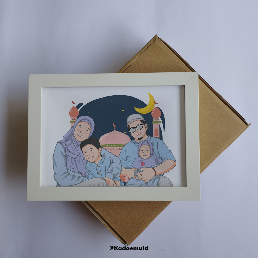 Kado Ulang Tahun/Wisuda/anniversary/Pernikahan Bingkai Foto Ukuran 5r ilustrasi wajah minimalis