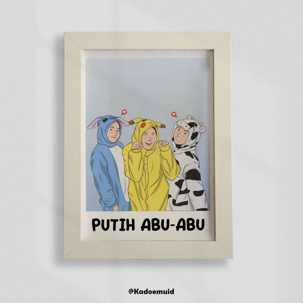 Kado Ulang Tahun/Wisuda/anniversary/Pernikahan Bingkai Foto Ukuran 5r ilustrasi wajah minimalis