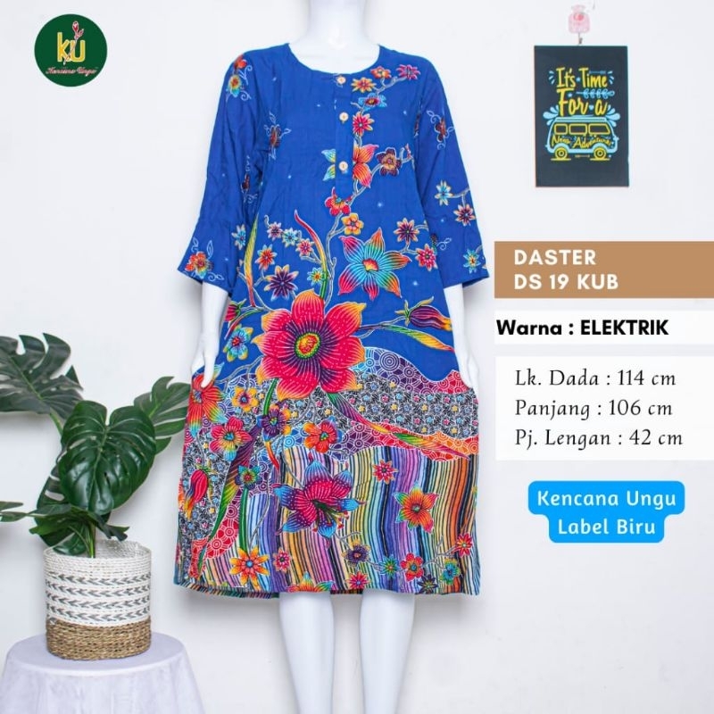 COD DS 19 KUB LENGAN 3/4 | Daster Wanita Dewasa Batik Kencana Ungu Ori Label Biru | Baju Santai Tidu