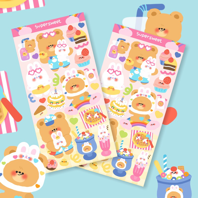 

Sticker Sheet Beruang Supersweet / Bear Sticker / Sticker Kiss Cut / Sticker dekorasi jurnal / Sticker Deco Jurnal / Jurnal Deco