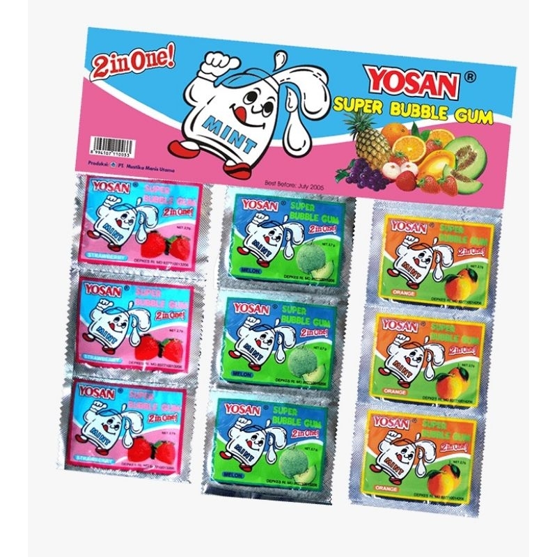 

SUPER BUBBLE GUM 2inONE ISI 24PCS | SUPPER BUBBLE GUM MINT | Permen karet jadul