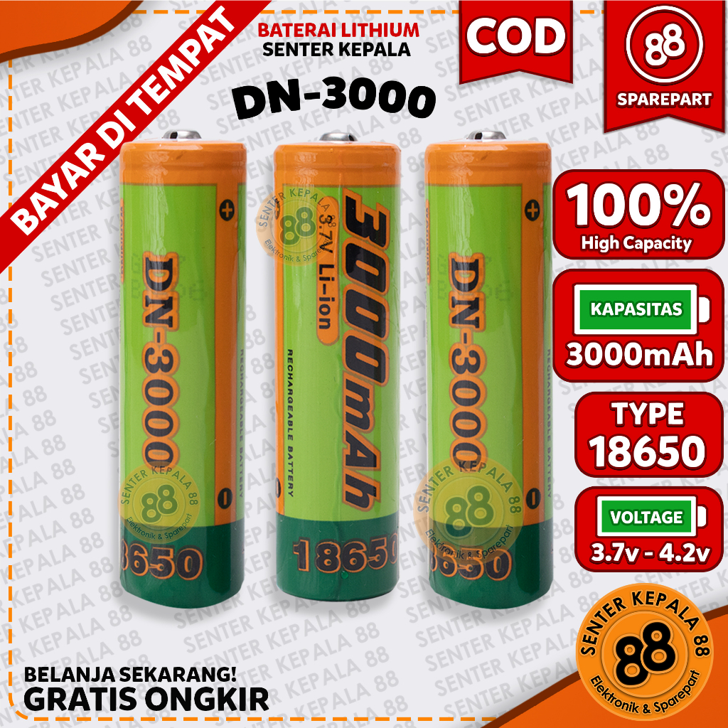 Baterai Senter Kepala DONY LUBY DN3000 DN-3000 DN 3000 3000mAh ORIGINAL