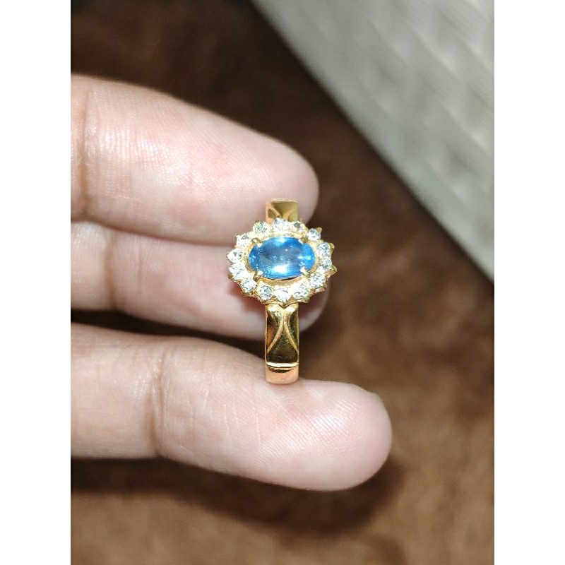 cincin emas berlian wanita motif ladiday batu Sapphire berlian Banjar simple cincin nikah cincin kaw