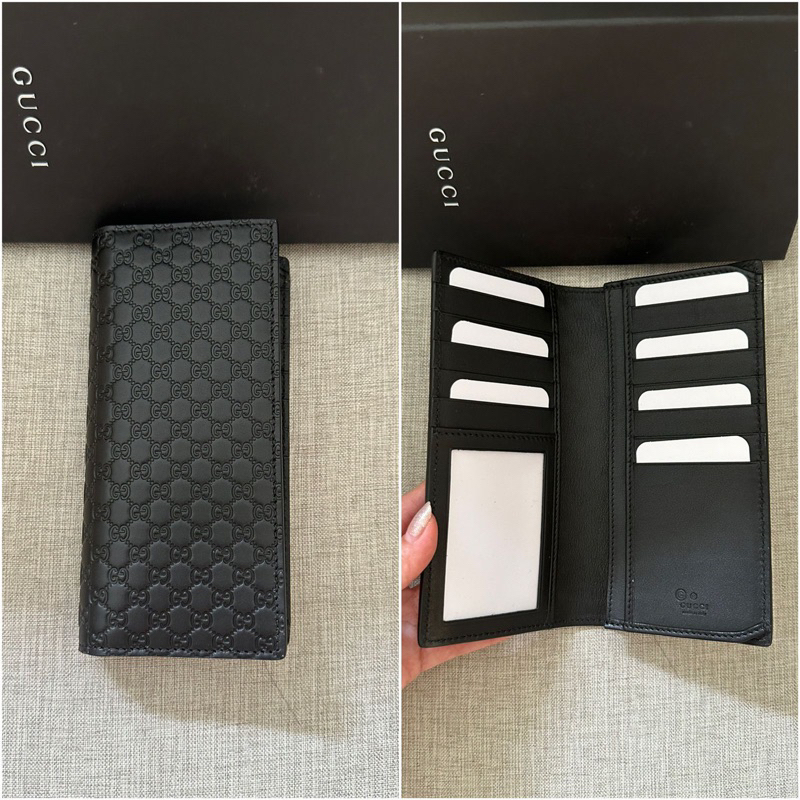 Gucci Long Wallet Unisex Logo GG Signature in Black
