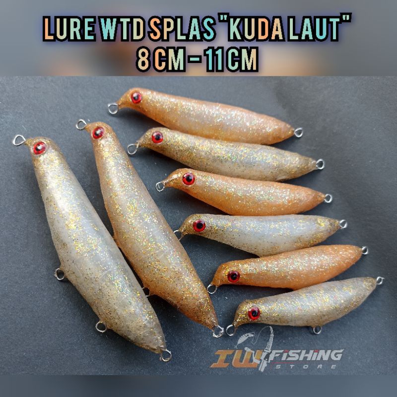 Lure WTD splas kuda laut 8 cm - 11 cm top water bahan lem tembak DKA handmade