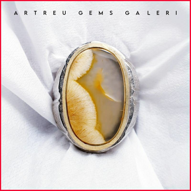 Baru Cendana Serat Emas Unik | COD Bisa | Cincin Batu Akik Ring 5 - 10