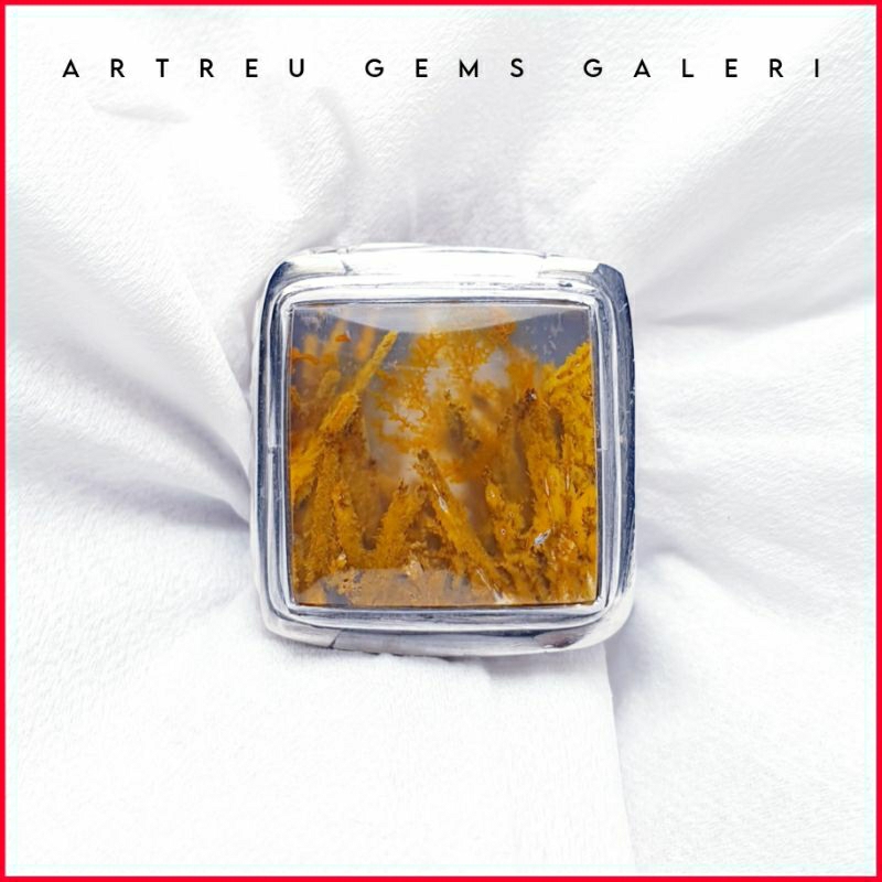 Batu Cendana Serat Emas Unik | COD Bisa | Cincin Batu Akik Ring 5 - 10