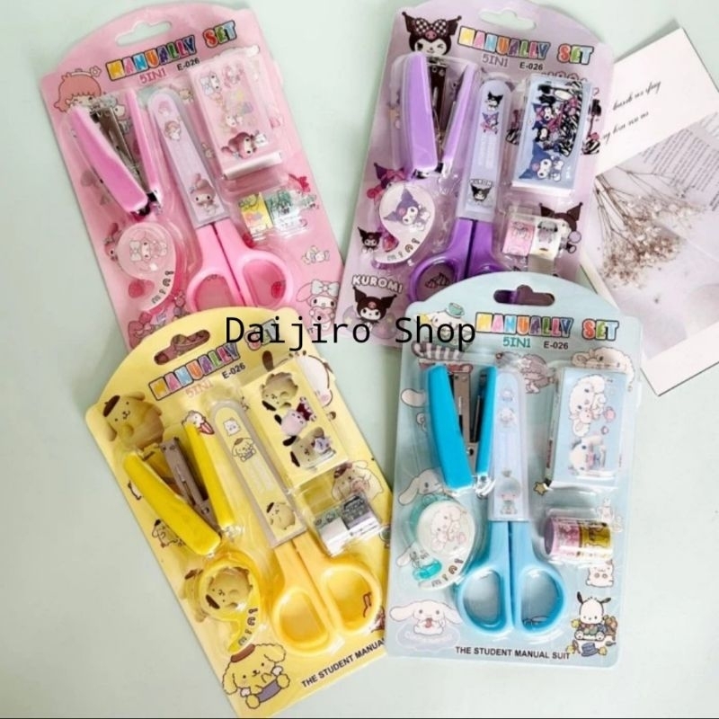 

Set Gunting Staples Sanrio Goodie Bag Ultah Anak Kuromi Cinnamoroll Mini Dispenser Selotip Melody Pompurin Paket Alat Tulis Anak