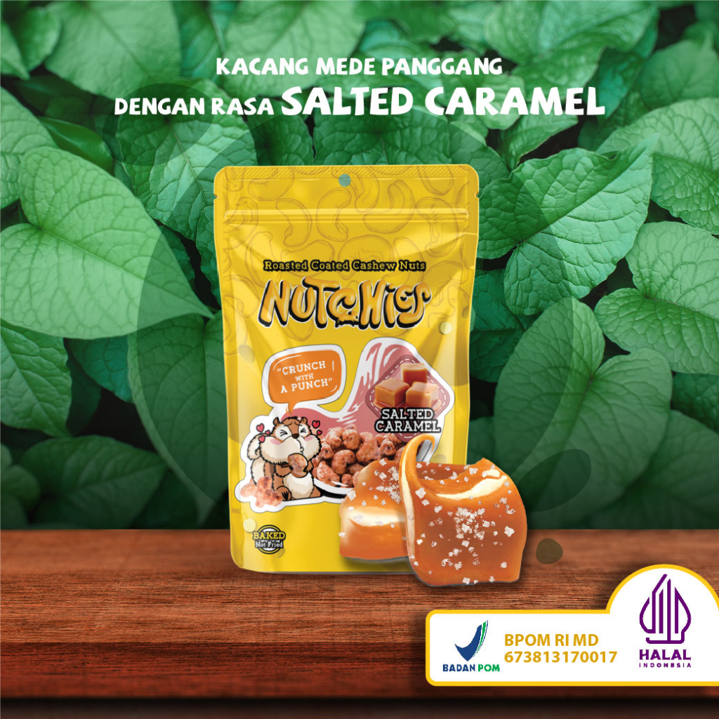 

Nutchies - Salted Caramel - Kacang Panggang Roasted Oven Mede Mente Mete Gurih