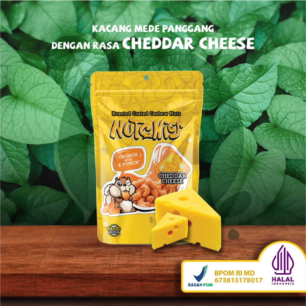 

Nutchies - Cheddar Cheese - Kacang Panggang Roasted Oven Mede Mente Mete Gurih