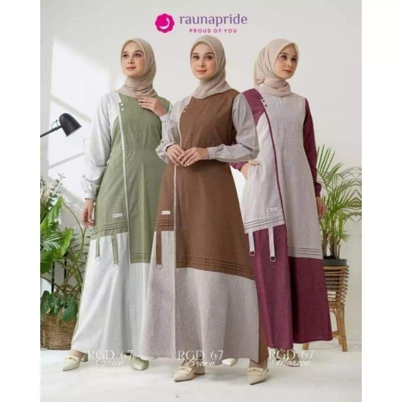 GAMIS RAUNA TERBARU RGD 67 MAROON GREEN BROQN