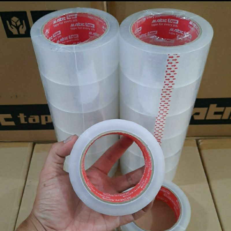 

Lakban bening metic tape asli pabrik ukuran 4,8 mm 100yard